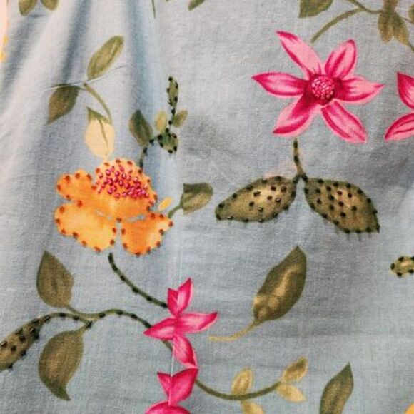 Coldwater Creek Aqua Beaded Linen Sleeveless Dress Sz 8 - Picture 6 of 7